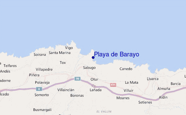 mapa de ubicación de Playa de Barayo