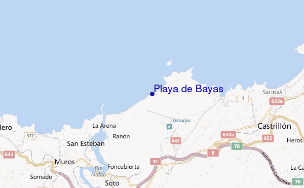 mapa de ubicación de Playa de Bayas