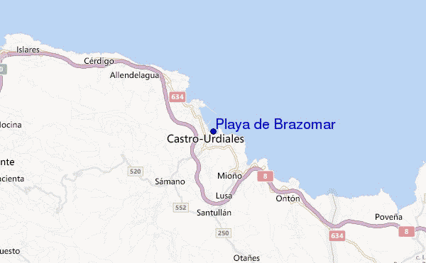 mapa de ubicación de Playa de Brazomar
