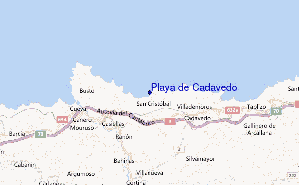 mapa de ubicación de Playa de Cadavedo