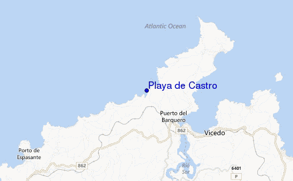mapa de ubicación de Playa de Castro