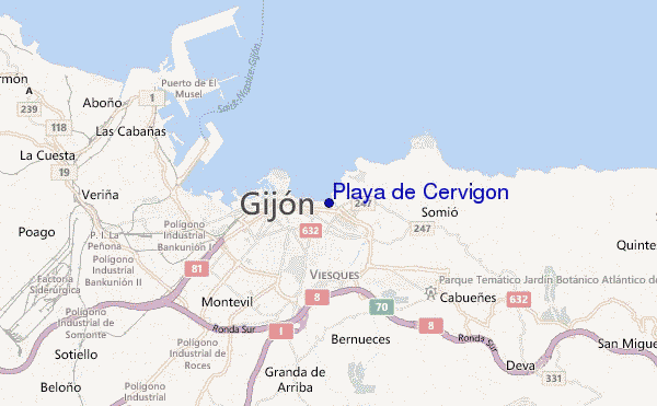 mapa de ubicación de Playa de Cervigon