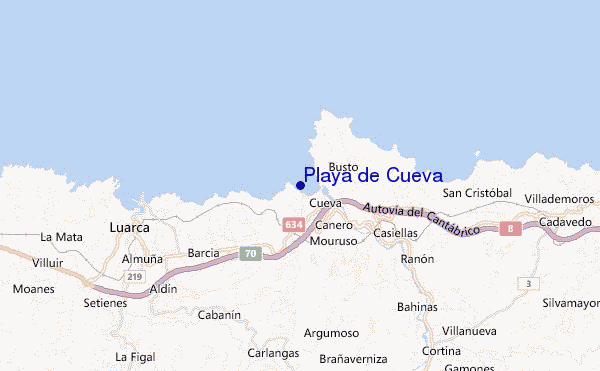 mapa de ubicación de Playa de Cueva