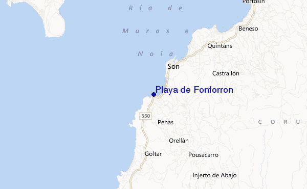 mapa de ubicación de Playa de Fonforron