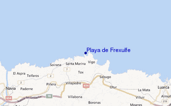 mapa de ubicación de Playa de Frexulfe