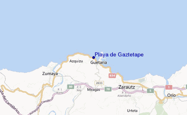 mapa de ubicación de Playa de Gaztetape