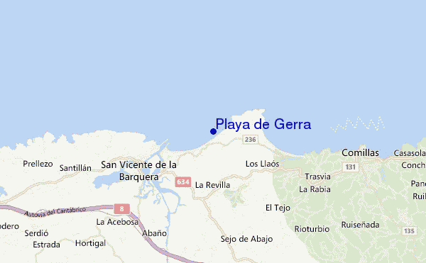 mapa de ubicación de Playa de Gerra