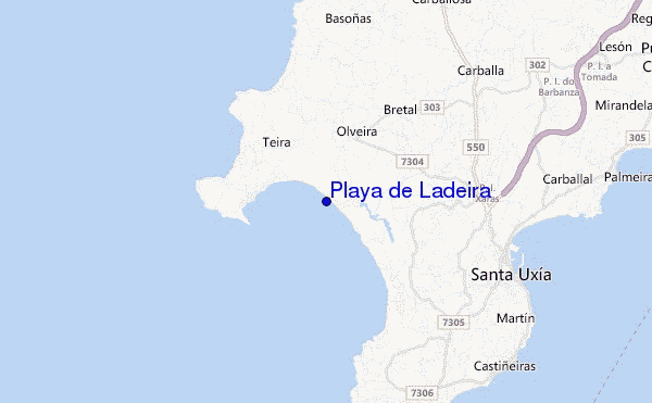 mapa de ubicación de Playa de Ladeira
