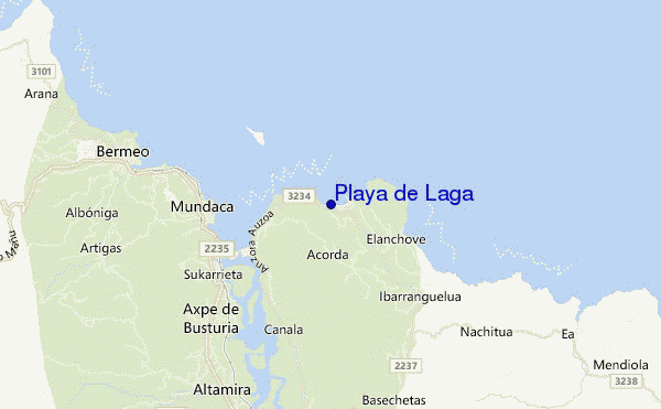 mapa de ubicación de Playa de Laga