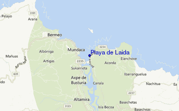 mapa de ubicación de Playa de Laida