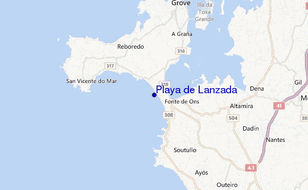 mapa de ubicación de Playa de Lanzada