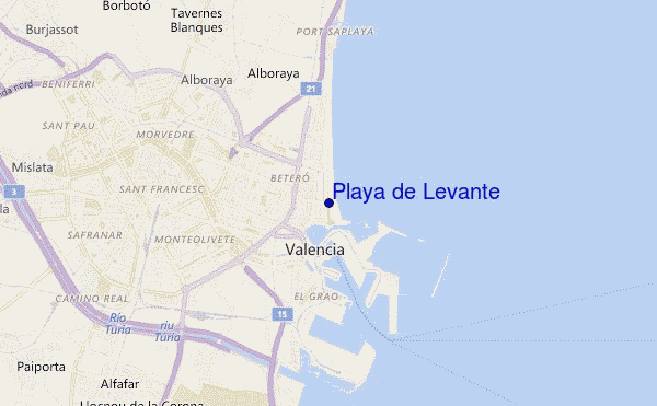 mapa de ubicación de Playa de Levante