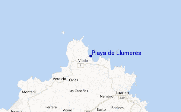 mapa de ubicación de Playa de Llumeres