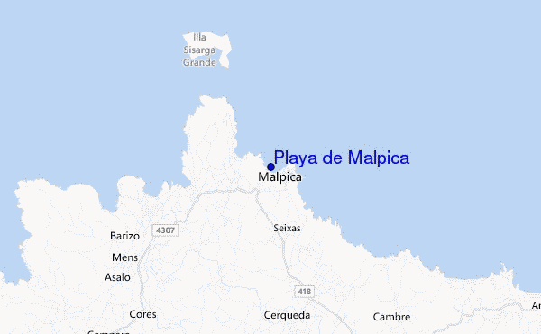mapa de ubicación de Playa de Malpica