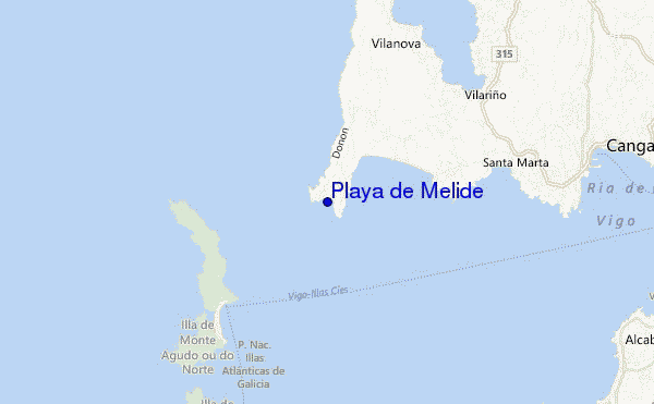 mapa de ubicación de Playa de Melide