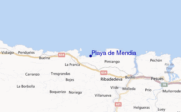 mapa de ubicación de Playa de Mendia