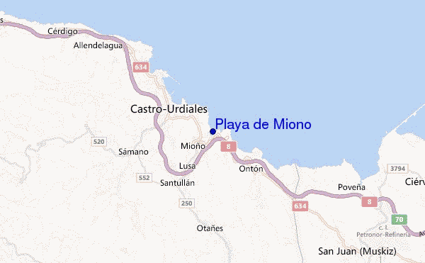 mapa de ubicación de Playa de Miono