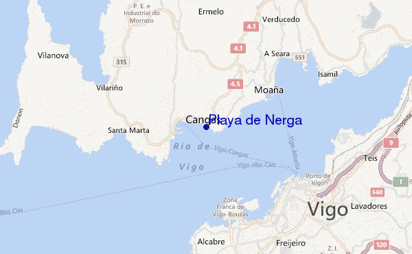 mapa de ubicación de Playa de Nerga