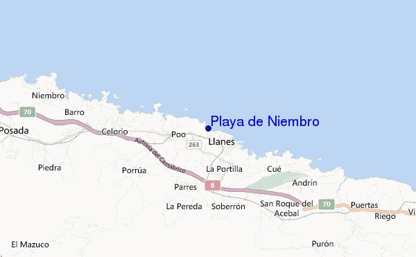 mapa de ubicación de Playa de Niembro