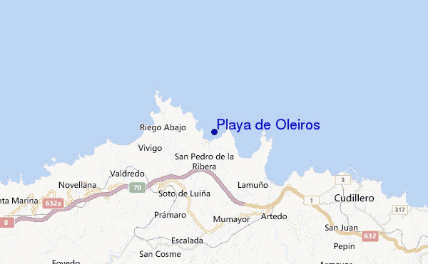 mapa de ubicación de Playa de Oleiros