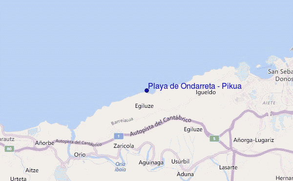 mapa de ubicación de Playa de Ondarreta - Pikua
