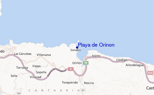mapa de ubicación de Playa de Orinon