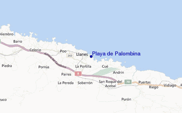 mapa de ubicación de Playa de Palombina