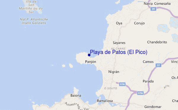 mapa de ubicación de Playa de Patos (El Pico)