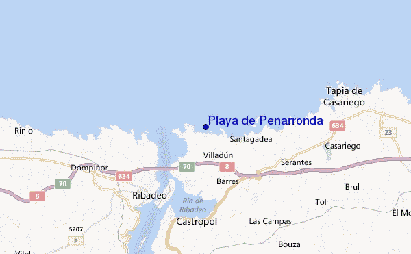 mapa de ubicación de Playa de Penarronda