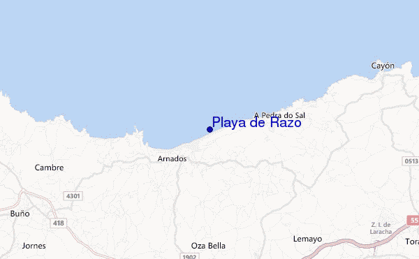 mapa de ubicación de Playa de Razo