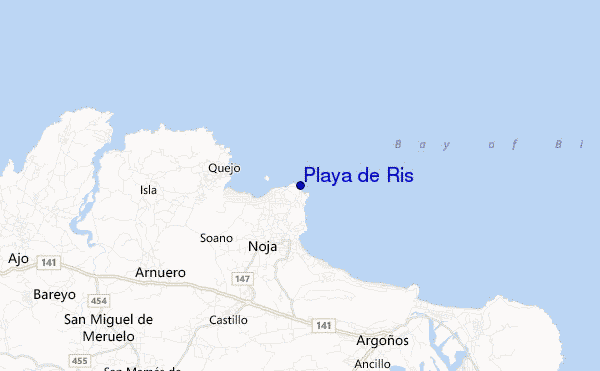 mapa de ubicación de Playa de Ris