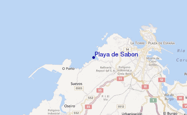 mapa de ubicación de Playa de Sabon