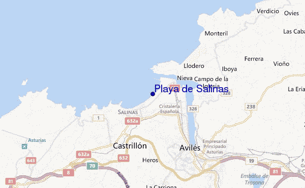 mapa de ubicación de Playa de Salinas