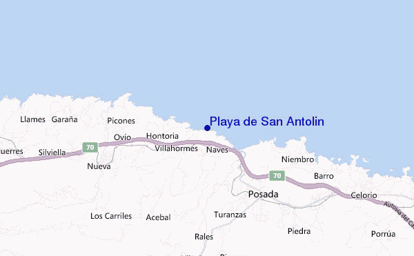 mapa de ubicación de Playa de San Antolin