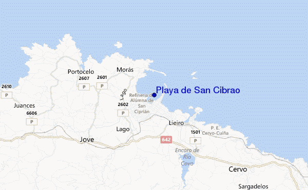 mapa de ubicación de Playa de San Cibrao