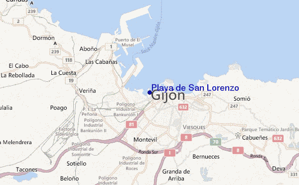 mapa de ubicación de Playa de San Lorenzo