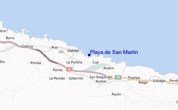 mapa de ubicación de Playa de San Martin