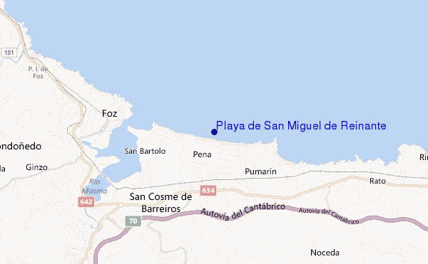 mapa de ubicación de Playa de San Miguel de Reinante