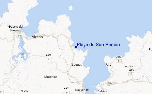 mapa de ubicación de Playa de San Roman