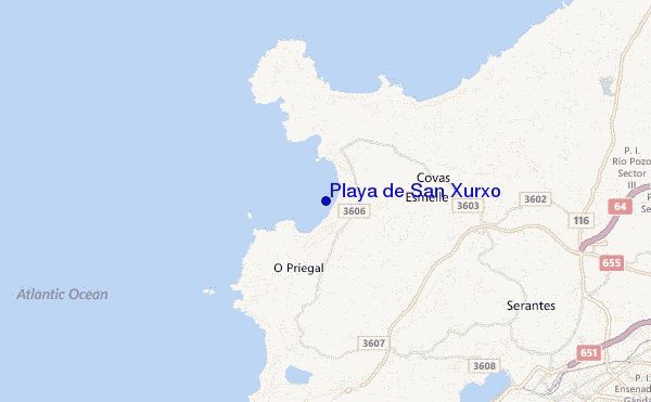 mapa de ubicación de Playa de San Xurxo