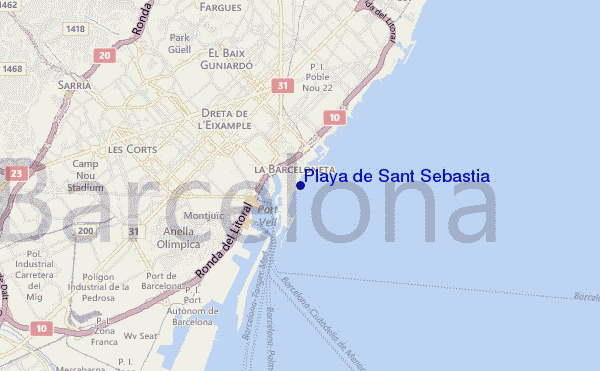 mapa de ubicación de Playa de Sant Sebastia