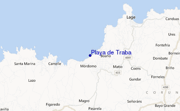 mapa de ubicación de Playa de Traba