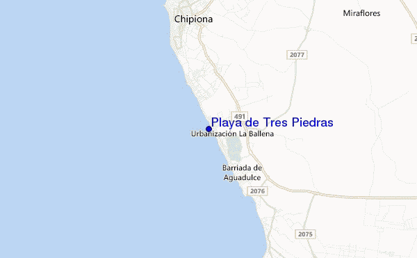 mapa de ubicación de Playa de Tres Piedras