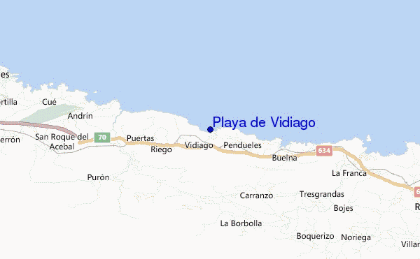 mapa de ubicación de Playa de Vidiago