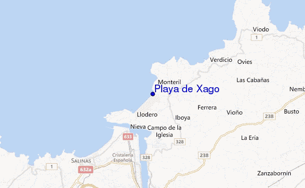 mapa de ubicación de Playa de Xago