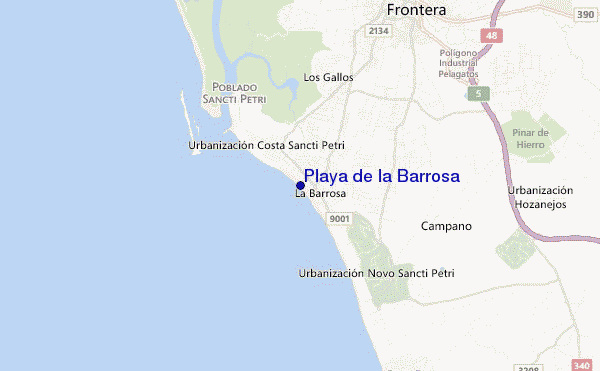 mapa de ubicación de Playa de la Barrosa