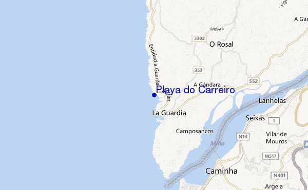 mapa de ubicación de Playa do Carreiro