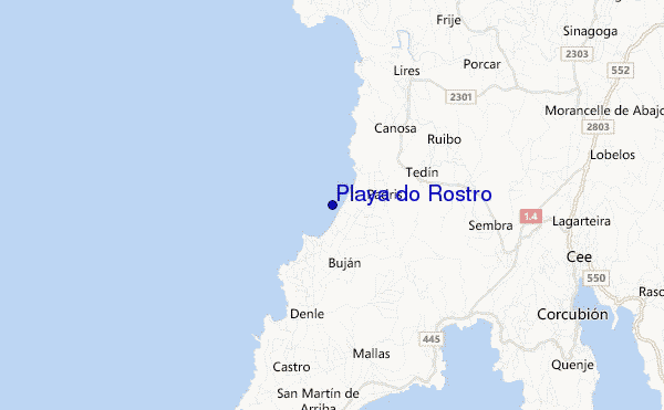 mapa de ubicación de Playa do Rostro