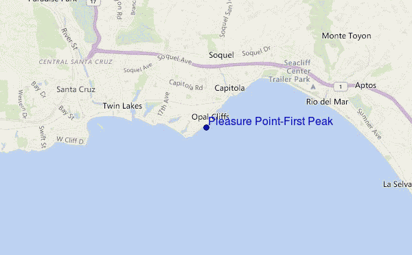 mapa de ubicación de Pleasure Point-First Peak