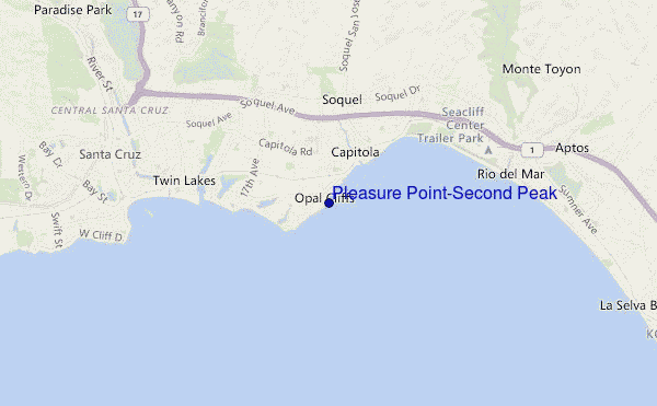 mapa de ubicación de Pleasure Point-Second Peak
